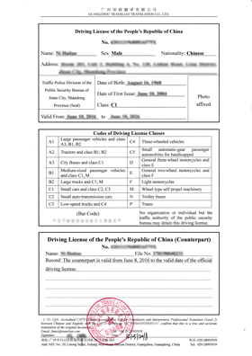 駕照翻譯成英文模板展示